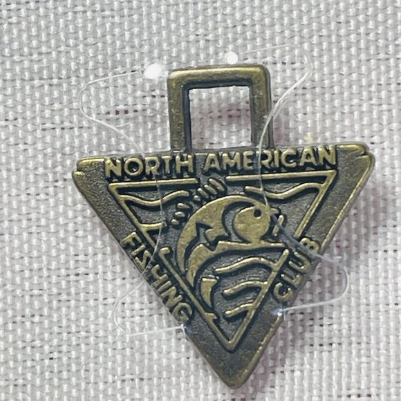 VINTAGE NOS North America Fishing Brass Small Jumpin Fish Tag Key Tab - Picture 6 of 7